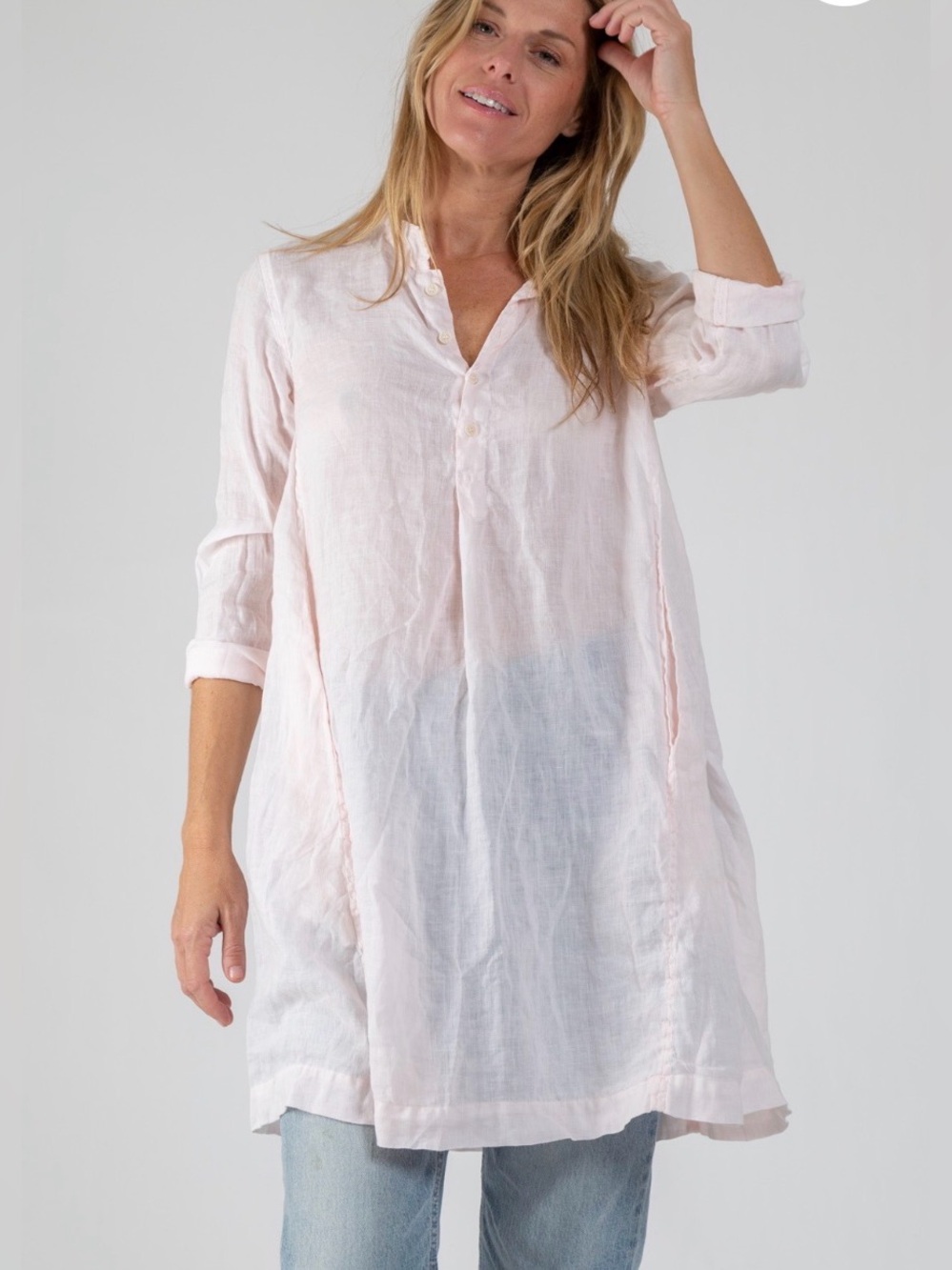 CP Shades Jasmine White Lightweight Linen Tunic Dress